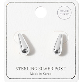 Silver Dipped Sterling Silver Post Teardrop Earrings