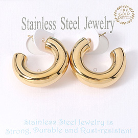 18K Gold Dipped Stainless Steel Chunky Hoop Earrings