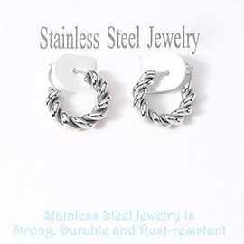 Stainless Steel Twisted Mini Hoop Earrings