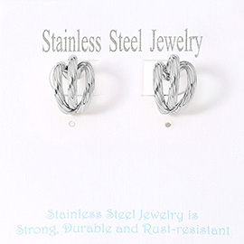 Stainless Steel Twisted Split Mini Hoop Earrings