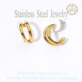 18K Gold Dipped Stainless Steel Split Hoop Earrings