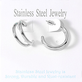 Stainless Steel Split Hoop Earrings