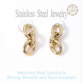 18K Gold Dipped Stainless Steel Chain Link Earrings