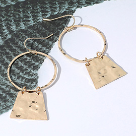 Hammered Metal Plate Dangle Earrings