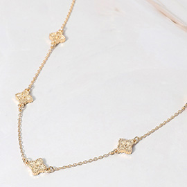 Metal Clover Station Necklace