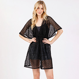 V Neck Detailed Crochet Lace Cover Up Poncho