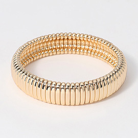 Metal Ribbed Stretch Bracelet