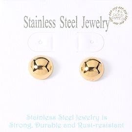 18K Gold Dipped Stainless Steel Dome Stud Earrings