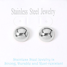 Stainless Steel Dome Stud Earrings