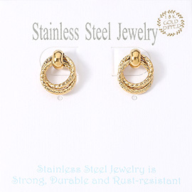 18K Gold Dipped Stainless Steel Mini Doorknocker Stud Earrings