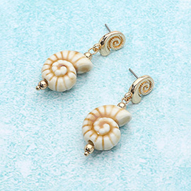 Enamel Sea Spiral Shell Dangle Earrings