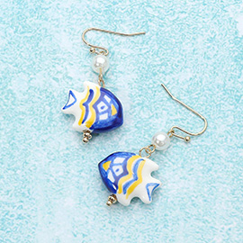 Ceramic Fish Dangle Earrings