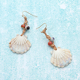 Sea Shell Natural Stone Beaded Dangle Earrings