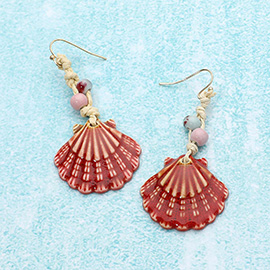 Sea Shell Natural Stone Beaded Dangle Earrings