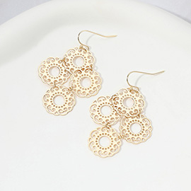 Metal Filigree Disc Link Dropdown Earrings