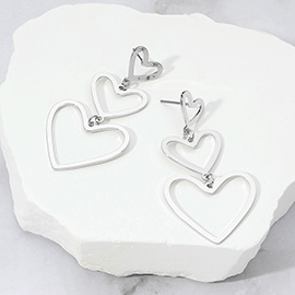 Metal Cutout Heart Link Dropdown Dangle Earrings