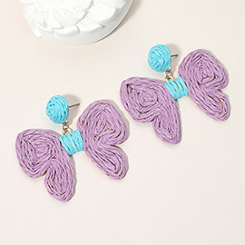 Twisted Raffia Bow Dangle Earrings