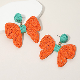 Twisted Raffia Bow Dangle Earrings