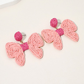 Twisted Raffia Bow Dangle Earrings