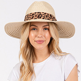 Leopard Band Straw Sun Hat