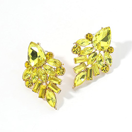 Marquise Baguette Stone Cluster Evening Earrings