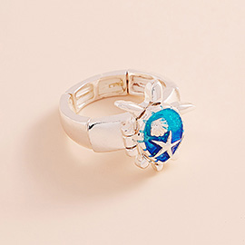 Enamel Sea Turtle Locket Stretch Ring