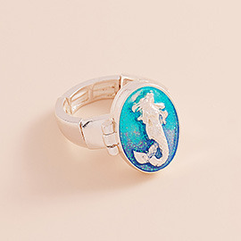 Enamel Mermaid Locket Stretch Ring