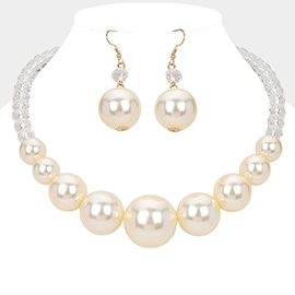 Faceted Beaded Chunky Pearl Necklace