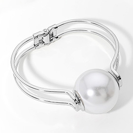 Pearl Ball Metal Split Hinged Bangle Bracelet