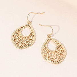 Metal Filigree Teardrop Dangle Earrings