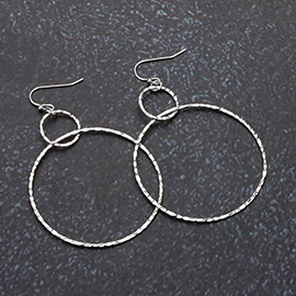 Textured Wire Open Ring Dangle Earrings