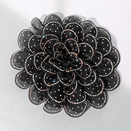 Bling Studded Fabric Flower Brooch / Hair Clip