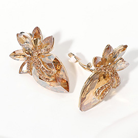 Marquise Stone Cluster Evening Clip On Earrings