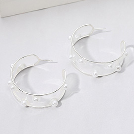 Pearl Pointed Lucite Hoop Earrings