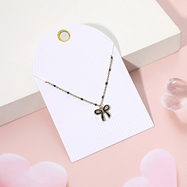 Enamel Bow Pendant Necklace