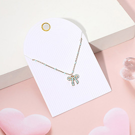 Enamel Bow Pendant Necklace