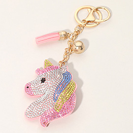 Bling Studded Unicorn Tassel Keychain