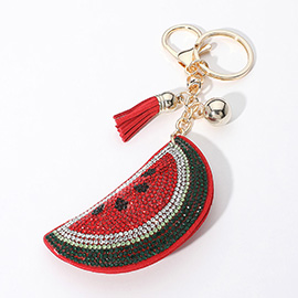 Bling Studded Watermelon Tassel Keychain