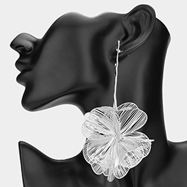 Oversized Metal Cutout Flower Dropdown Earrings