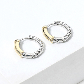 14K Gold Plated Two Tone Twisted Hoop Earrings