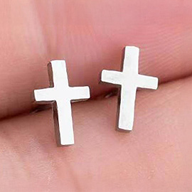 Stainless Steel Cross Stud Earrings