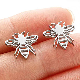 Stainless Steel Bumble Bee Stud Earrings