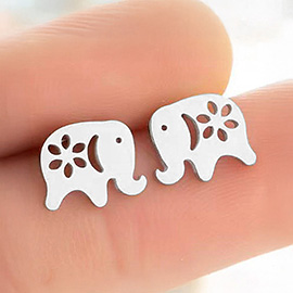 Stainless Steel Elephant Stud Earrings