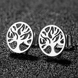 Stainless Steel Tree of Life Stud Earrings