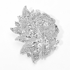 Stone Paved Flower Pin Brooch