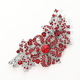 Crystal Stone Paved Flower Pin Brooch