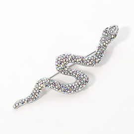 Rhinestone Paved Snake Pin Brooch