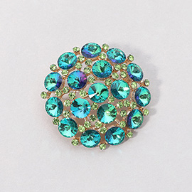 Round Glass Stone Cluster Pin Brooch