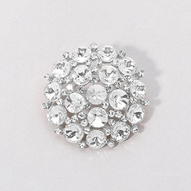 Round Glass Stone Cluster Pin Brooch