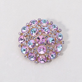 Round Glass Stone Cluster Pin Brooch